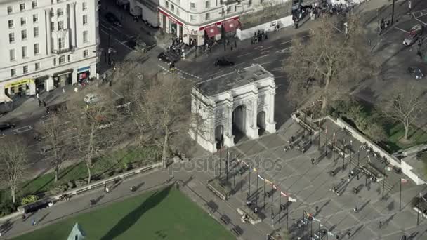 London February 2017 Aerial View Famous Landmark Marble Arch Well — Stock Video