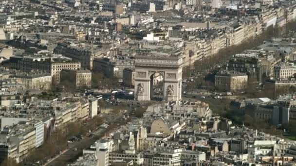 Воздушный Вид Триумфальную Арку Центре Парижа — стоковое видео