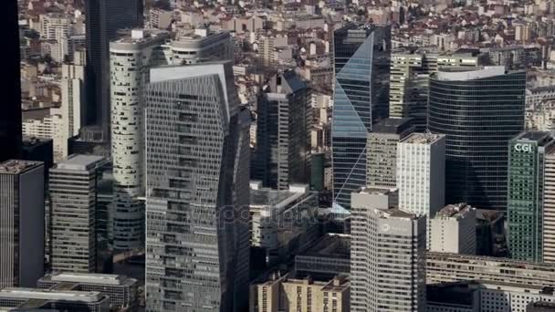 Veduta Aerea Degli Edifici Nel Quartiere Commerciale Defense Parigi — Video Stock