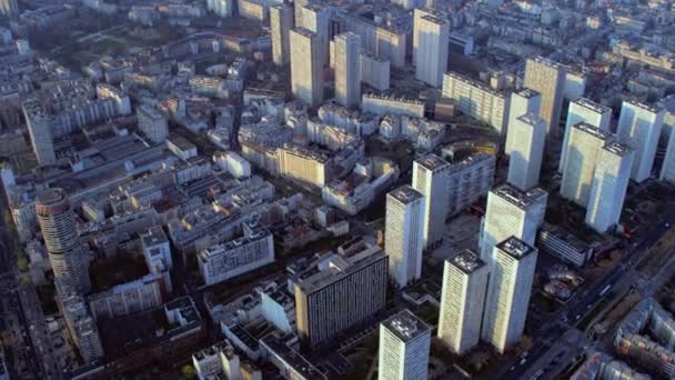 Vista Aérea Sobre Bloques Torre Carreteras Distrito París — Vídeos de Stock