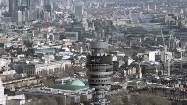 ロンドン 2017 広角も以前ポスト オフィス タワー ロンドン テレコム タワーとして知られていた タワーの空撮 — ストック動画
