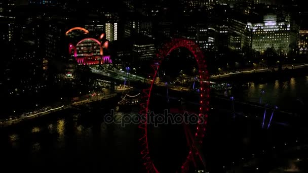 ロンドン 2017 空中パノラマ 夜ロンドン アイや他の多くの名所を含むロンドンの街並み — ストック動画