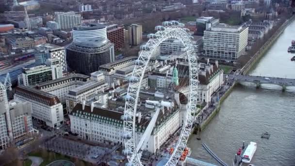 London February 2017 Aerial View London Eye Popular Tourist Attraction — Stock Video