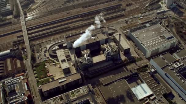 Вид Воздуха Промышленные Здания Дымоходом Париже — стоковое видео