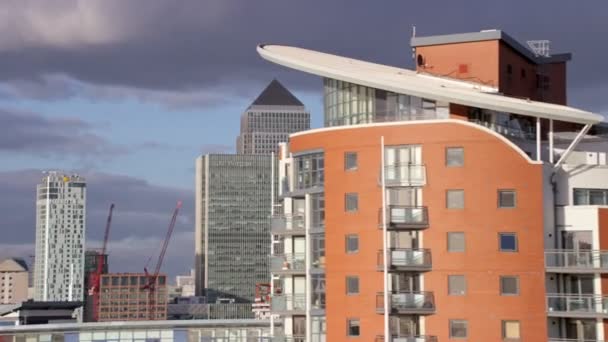 Fevereiro Londres 2017 Vista Aérea Canary Wharf Londres Com Torres — Vídeo de Stock