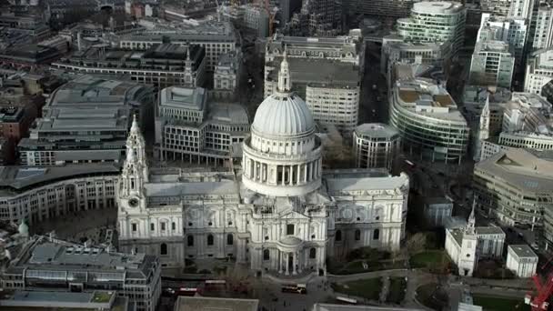 Rundflug Über Pauls Kathedrale London Und Touristen Stehen Auf Der — Stockvideo