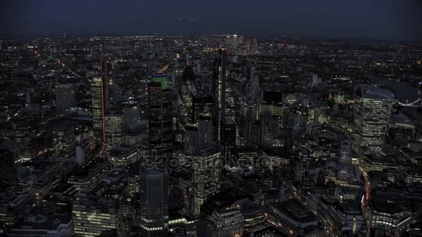 Vista Aérea Panorâmica Paisagem Urbana Londres Noite — Vídeo de Stock