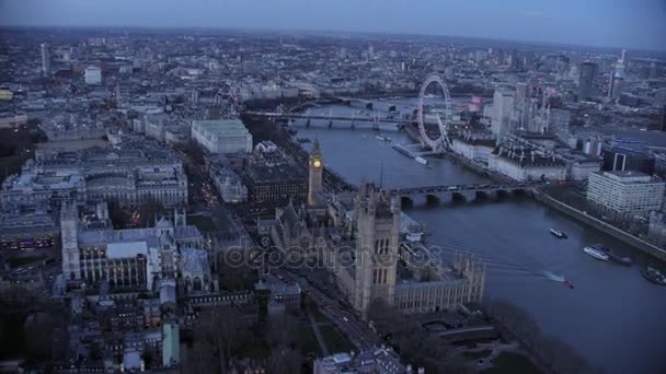 London Februar 2017 Luftaufnahme Des Londoner Auges Eine Beliebte Touristenattraktion — Stockvideo