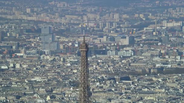 Vue Aérienne Panoramique Tour Eiffel Bâtiments Gratte Ciel Paris — Video