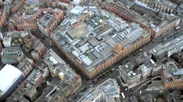 Luchtfoto Hierboven Beroemde Chique Winkelgebied Wijk Knightsbridge Londen — Stockvideo