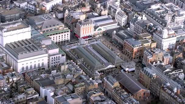 Vista Aérea Sobre Mercado Londinense Covent Garden Sus Alrededores — Vídeos de Stock