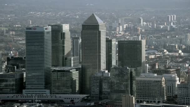 London February 2017 Aerial View Canary Wharf London Featuring Distinctive — Stock Video