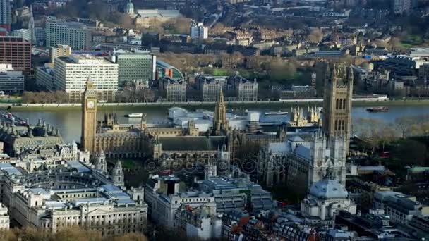 Aerial View Famous Landmark Big Ben Houses Parliament London City — Stock Video