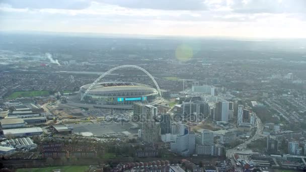 Лондон Февраль 2017 Воздушный Вид Над Стадионом Уэмбли Окрестностями Панорамный — стоковое видео