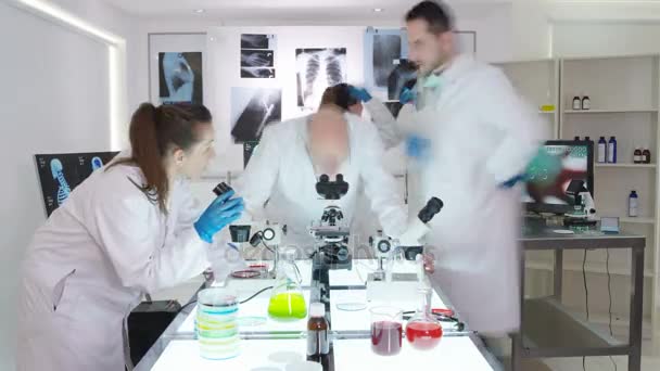 Časová Prodleva Zaneprázdněn Lékařského Výzkumu Týmu Pracují Laboratoři — Stock video
