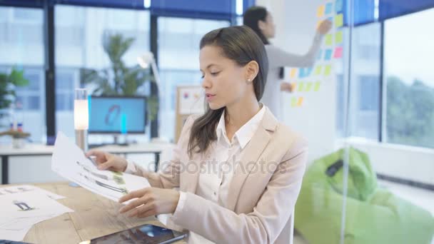 Mixed Race Businesswoman Having Meeting Video Call Seen Screen Pov — Stock Video