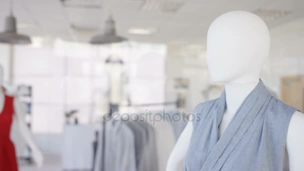 Interior Una Tienda Ropa Femenina Moda Con Percheros Maniquíes — Vídeos de Stock