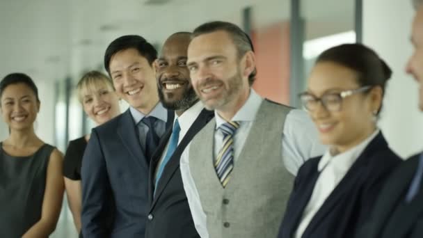 Retrato Feliz Equipe Negócios Multirracial — Vídeo de Stock
