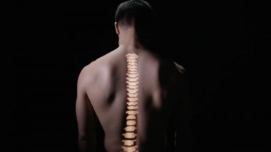 çıplak erkek model arka 4 k aydınlatmalı spinal sütun tahmin