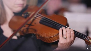4k Senfoni Orkestrası Kemancıya odaklı bir performans sırasında
