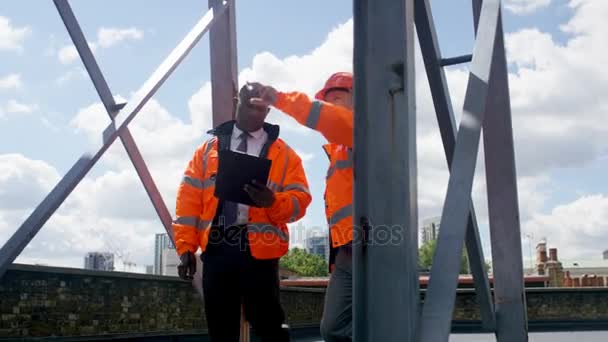 Engineers Carrying Out Inspection Urban Industrial Site — Stock Video