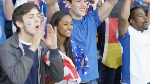 Emocionada Multitud Deportes Animando Sus Equipos — Vídeo de stock