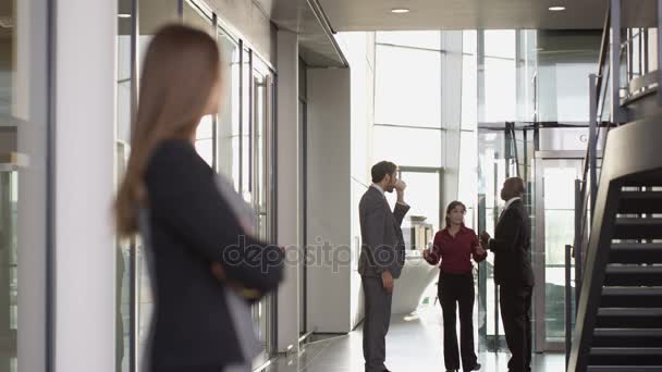 Retrato Una Exitosa Mujer Negocios Sonriente Gran Edificio Oficinas Moderno — Vídeo de stock