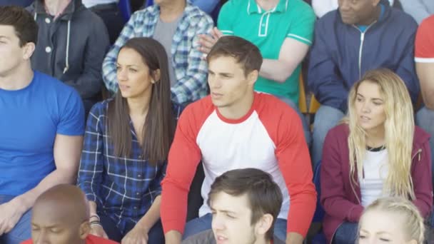 Spor Fanlar Hayal Kırıklığı Ifade Stadyumda Canlı Oyun Izlerken Kalabalığın — Stok video