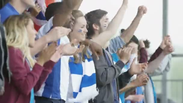 Excited Sports Fans Live Event Clapping Cheering Team — Stock Video