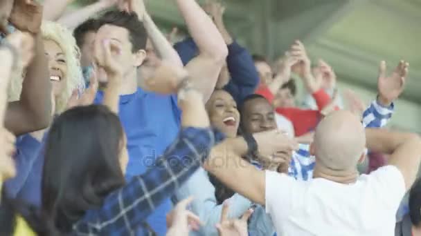 Heyecanlı Spor Fanlar Ilahi Kendi Takımı Için Tezahürat Canlı Oyun — Stok video