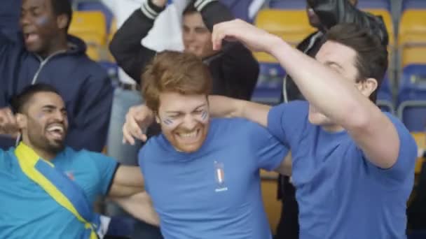 Begeisterte Fans Sportpublikum Die Ihr Team Feiern Und Anfeuern — Stockvideo