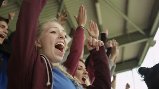 Begeisterte Sportfans Feuern Ihre Mannschaften — Stockvideo