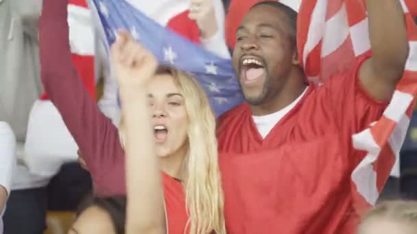 Crowd Spectators Watching Sports Game Stadium Cheering Team — Stock Video