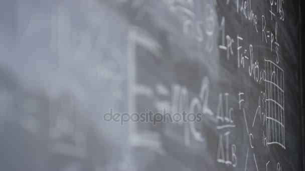 Static Shot Chalkboard Classroom Math Science Formulas — Stock Video