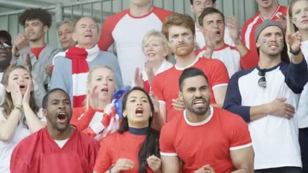 Fãs Esportes Multidão Expressando Decepção Assistindo Jogo Vivo Estádio — Vídeo de Stock