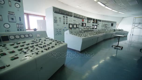 Interior View System Control Panel Power Plant Control Room — Stock Video