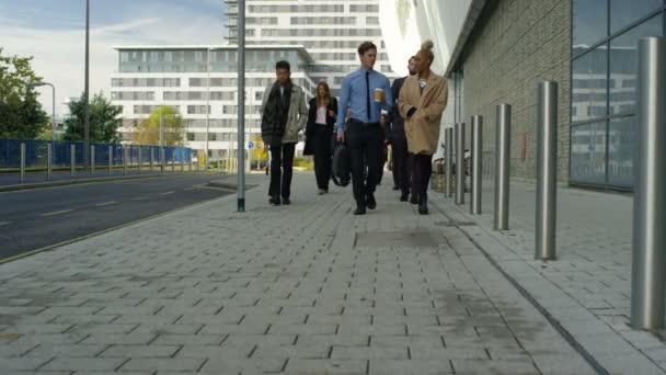 Divers Publiek Van Stad Werknemers Lopen Werken Ochtend — Stockvideo