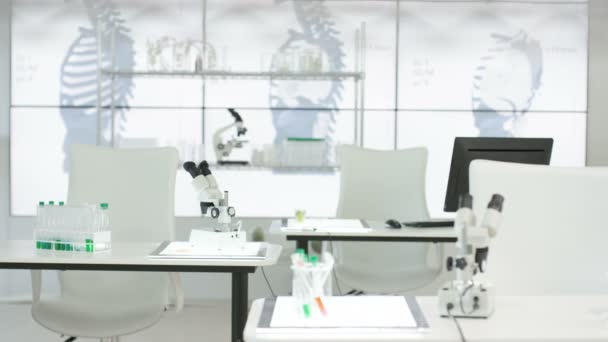 Interno Del Laboratorio Ricerca Medica Vuoto — Video Stock