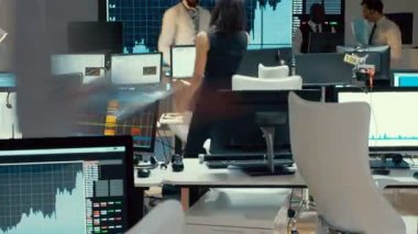 4 k zaman atlamalı şehir stockmarket ticaret, iş yerinizde kaotik bir ticaret odası