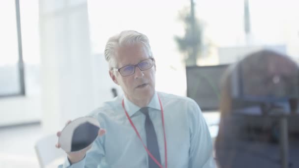 Woman Deafness Being Fitted Tec Hearing Aid Doctor Holding Mirror — Stock Video