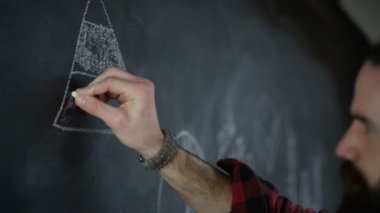 4k tartışmasında, yazı tahtası üzerinde çizim ve iş planı oluşturma iş adamları