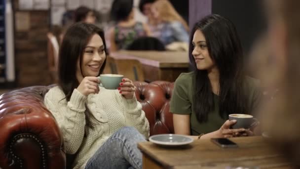 Mutlu Grup Sohbet Şehir Kafede Içki Içiyorduk Arkadaşıyla — Stok video