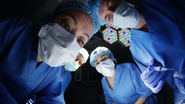 Surgeons Working Patient Operating Room Seen Patient Pov — Stock Video