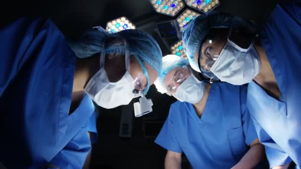 Surgeons Working Patient Operating Room Seen Patient Pov — Stock Video