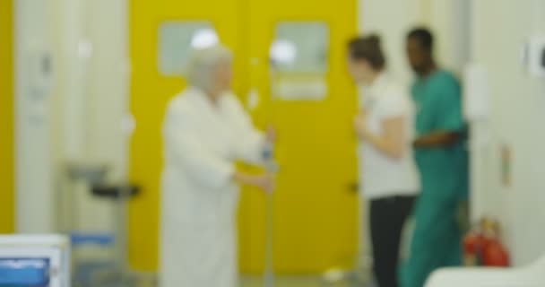 Portrait Smiling Female Medical Worker Busy Modern Hospital — Stock Video