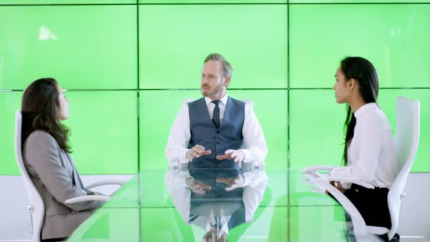 Business Management Team Meeting Green Screen Video Wall — Stock Video