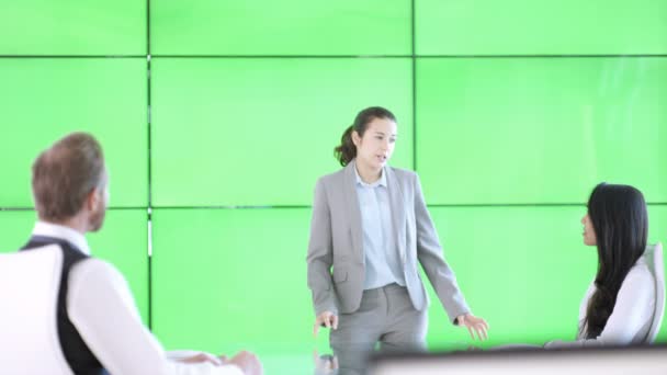 Corporate Business Team Meeting Green Screen Background — Stock Video