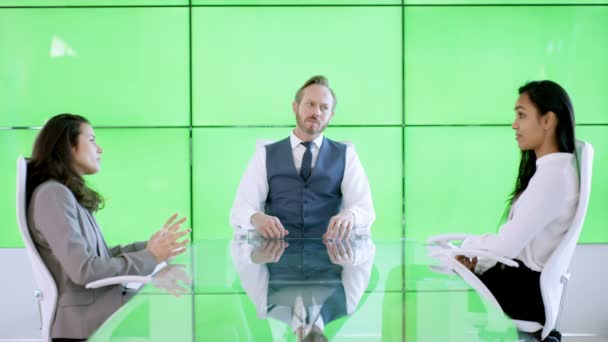 Corporate Business Team Meeting Green Screen Background — Stock Video