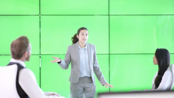 Corporate Business Team Meeting Green Screen Background — Stock Video