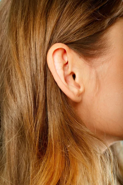 Female ear close-up — Stock Photo, Image